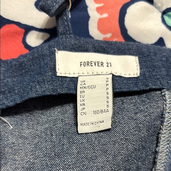 Forever 21 Denim Dress with Floral Accents - Picture 2 of 2